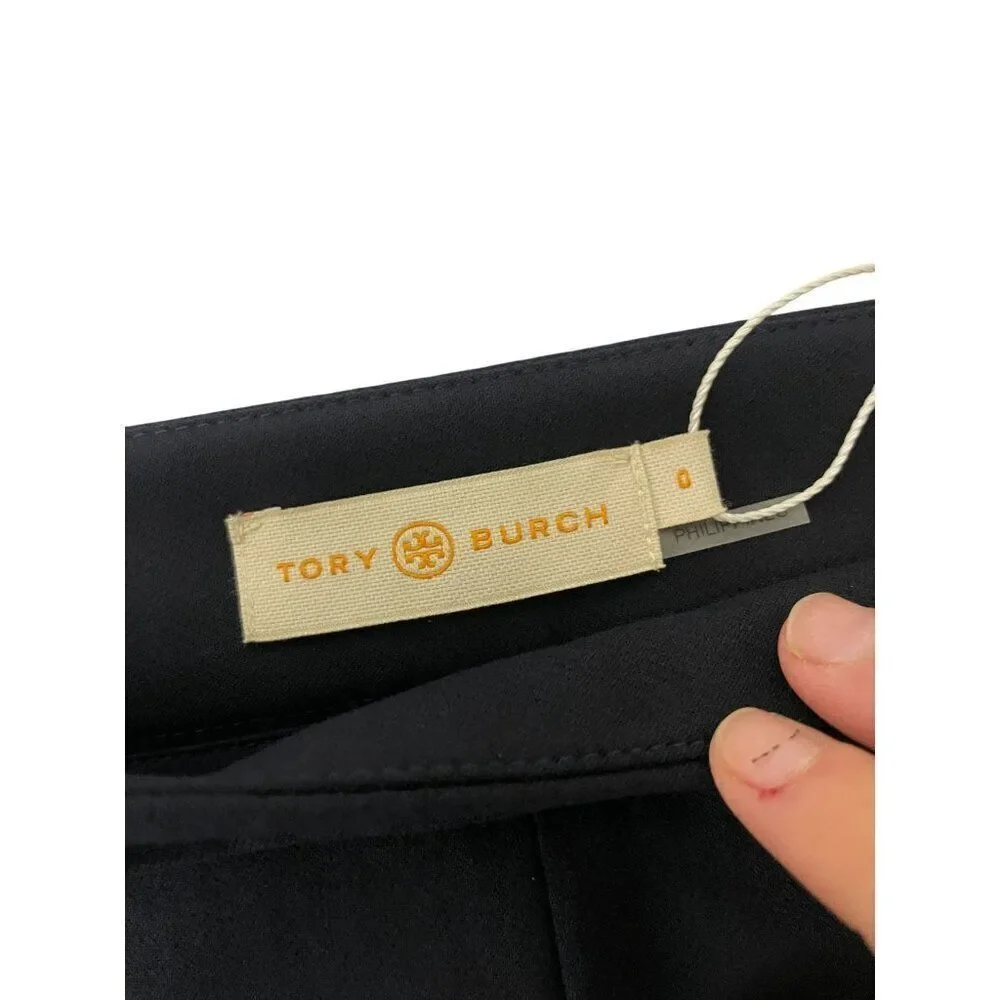 Tory Burch Womens Maude Legging Pants sz 0 Navy Blue Cotton Stretch 41694 NWT